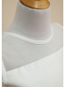 Sheer Neck Ivory Tulle Taffeta Knee Length Flower Girl Dress